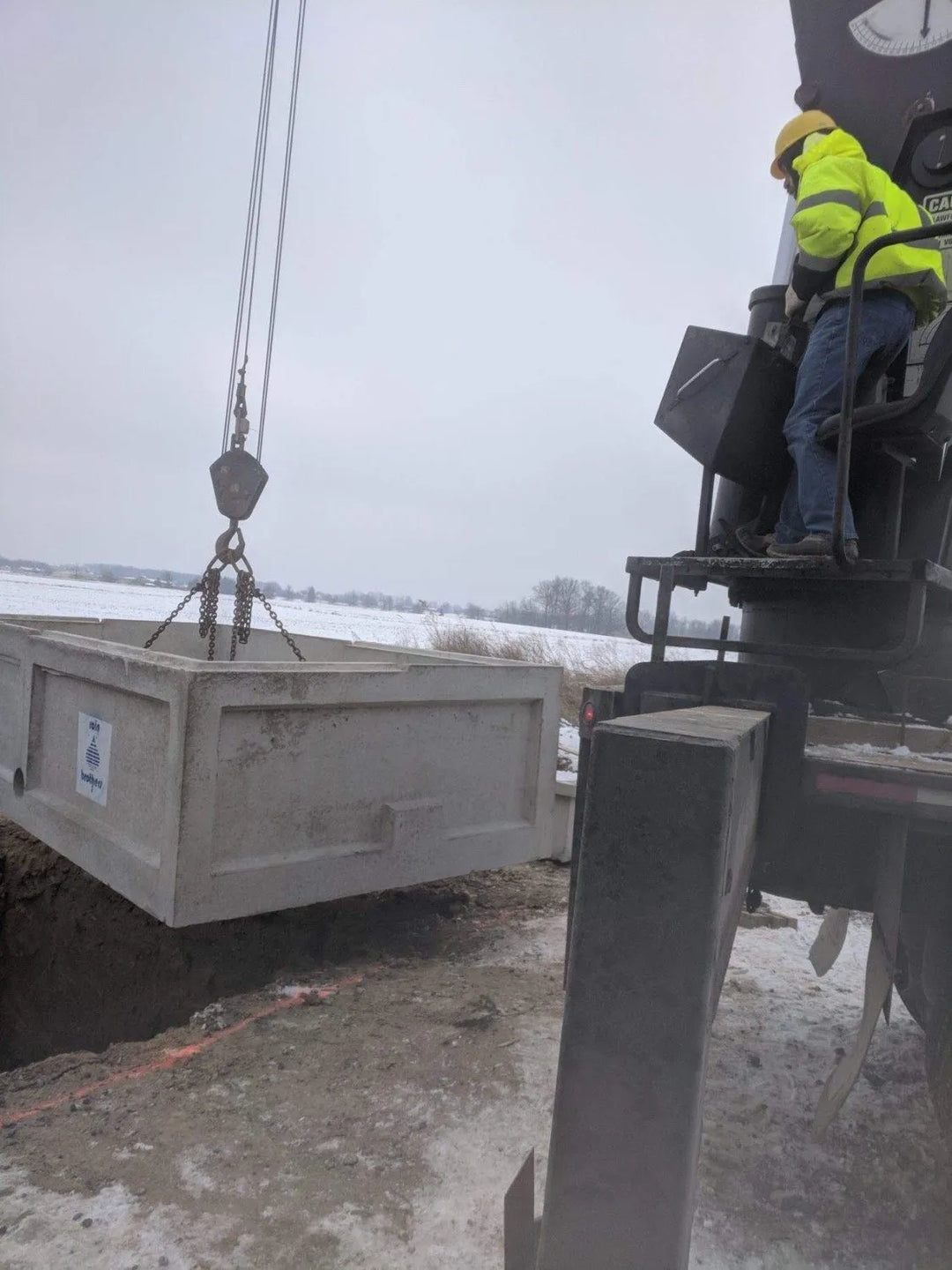 Precast concrete underground cistern installed for rainwater harvesting