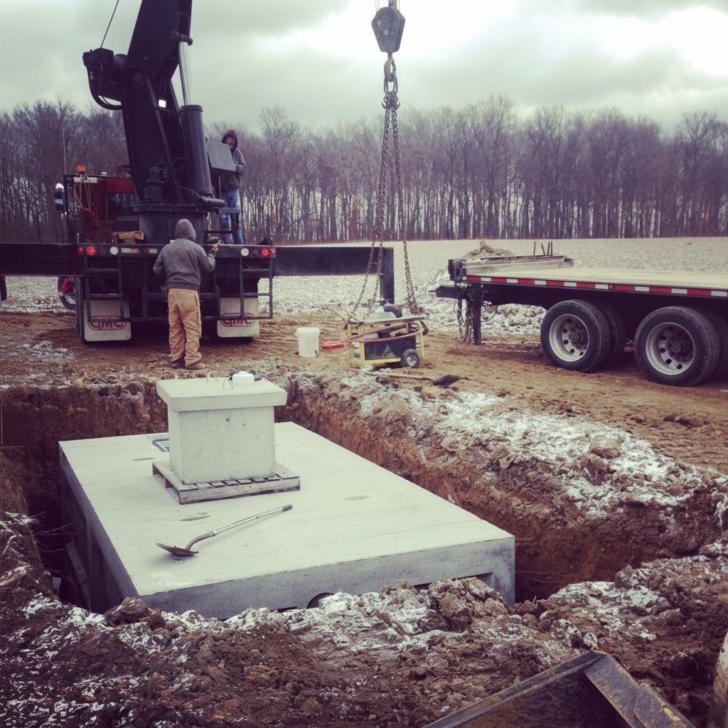 1250-Gallon Reinforced Precast Concrete Cistern (Made in Ohio) 