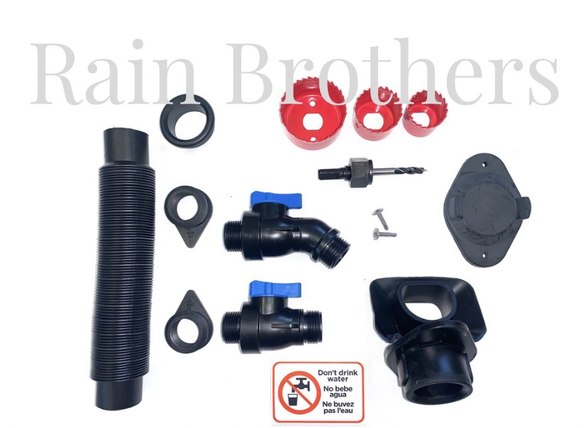 DIY Rain Barrel Construction and Installation Kit (w/ Downspout Diverter) 