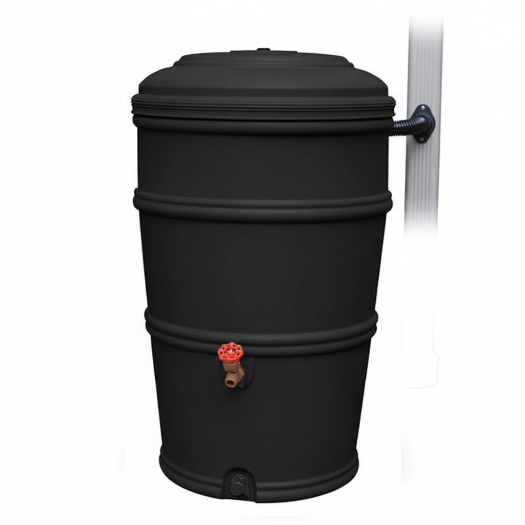 50-Gallon ECO RainStation, 100% Recycled Plastic Rain Barrel (Charcoal) 