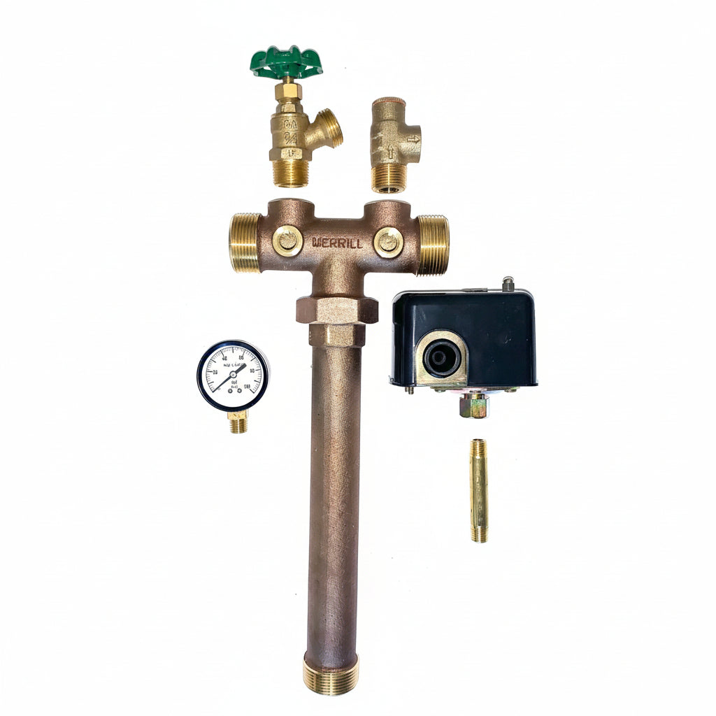 Pump Control Kit/ Tank Tee Kit, 1-1/4" MPT X 14" Tank Tee, 40/60 Pressure Switch, Lead-Free Brass 