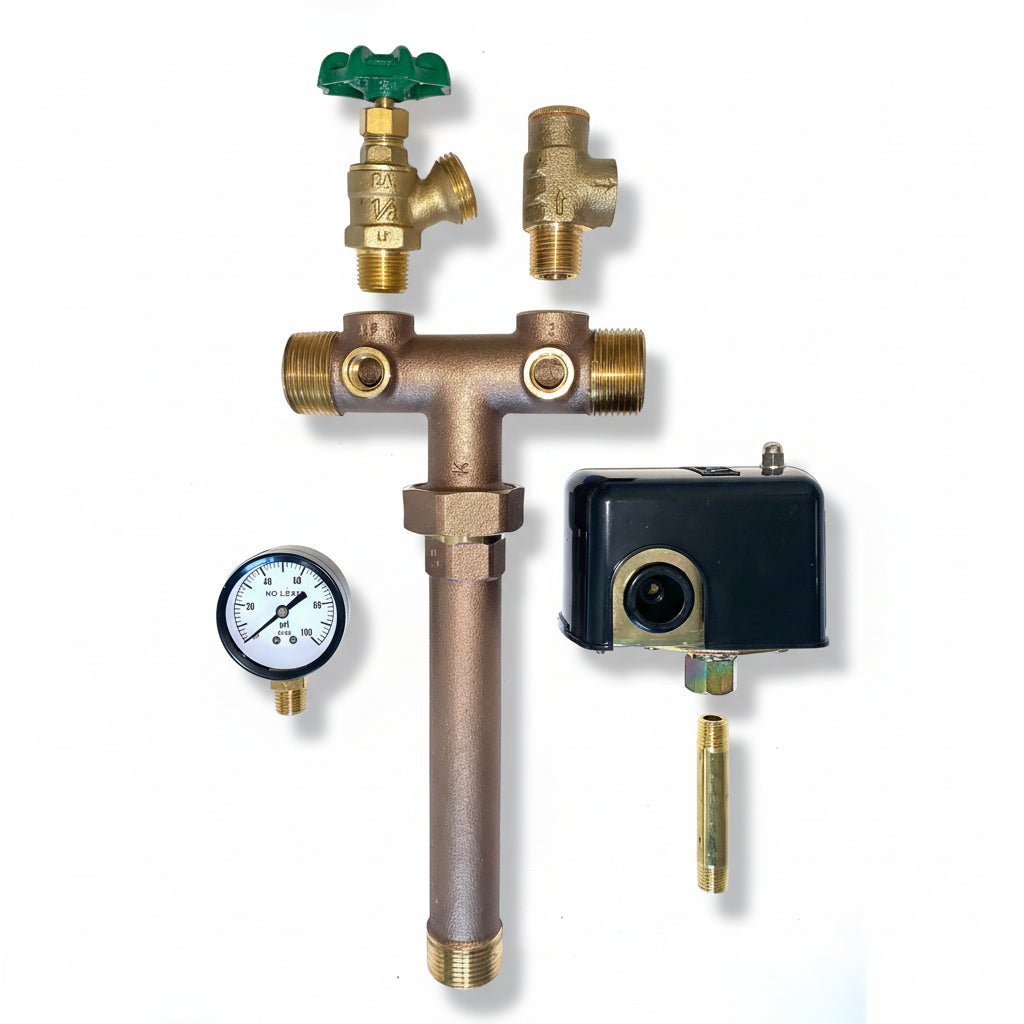 Pump Control Kit/ Tank Tee Kit, 1" MPT X 11" Tank Tee, 40/60 Pressure Switch, Lead-Free Brass 